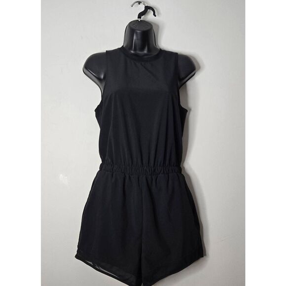 Zella Getaway Sporty Sleeveless Romper Size XS Black Jumper Playsuit Nordstrom - Picture 1 of 6